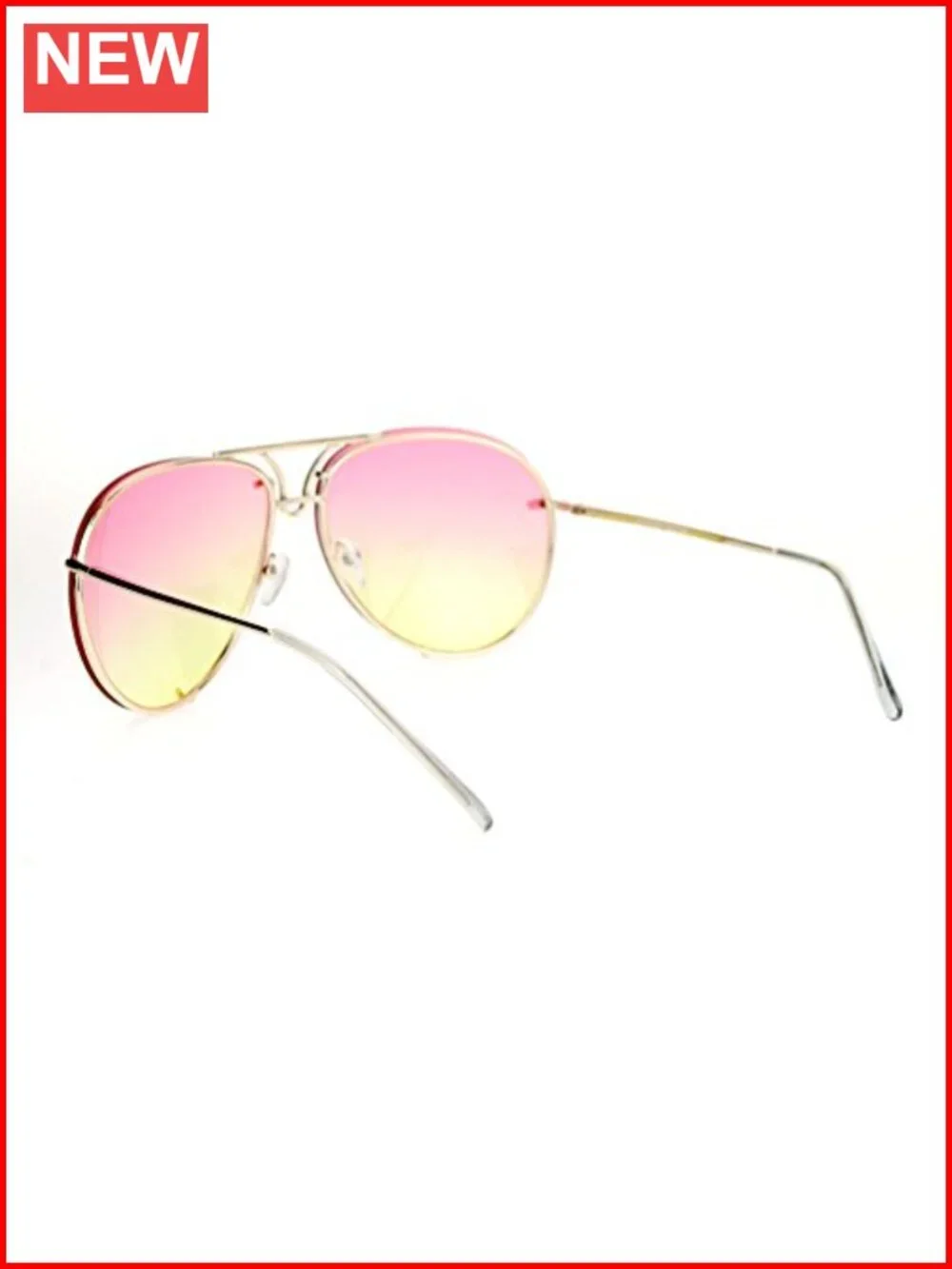 Oversized Round Pilot Sunglasses Gradient Lens Metal Spring Hinge